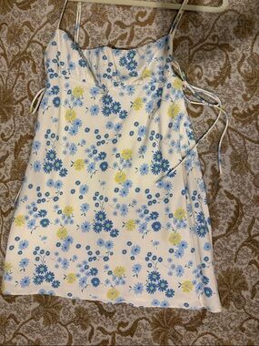 Zara Cream Dress with Light Blue Floral Print